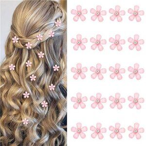 Mini flower hair clips set rhinestone barrettes pins decorative wedding party